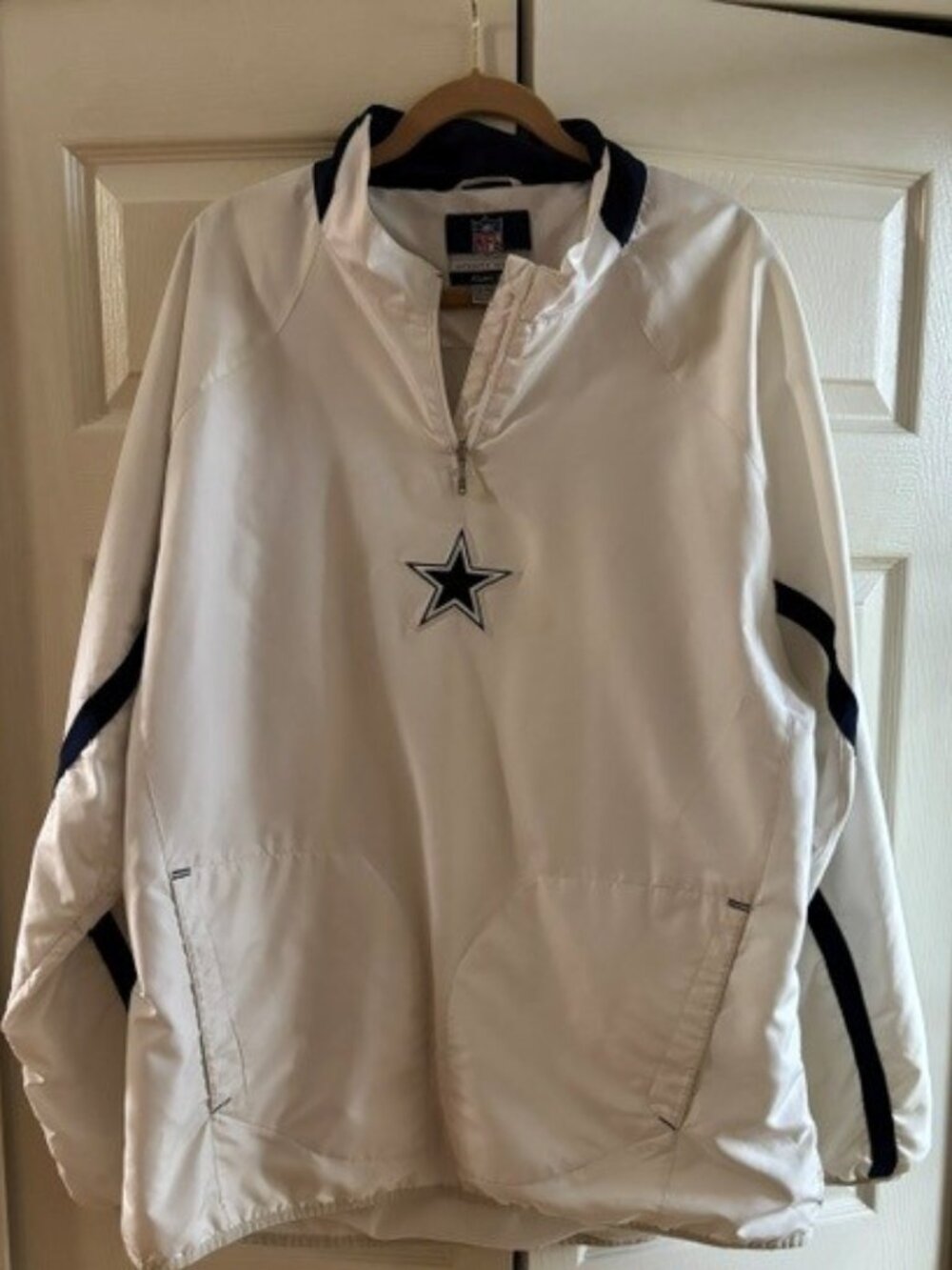 Vintage Dallas Cowboys NFL White Pullover Windbreaker Jacket 2XL